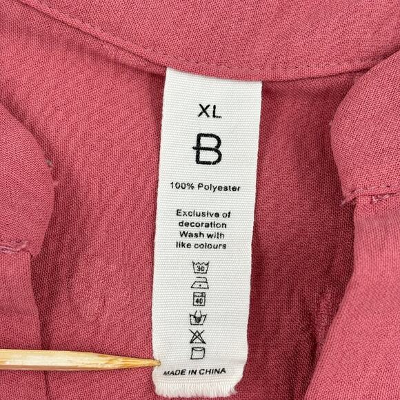 B Textured Dot Blouse Top Short Sleeve V Neck Bohemian Dusty Rose Size XL - Picture 4 of 8